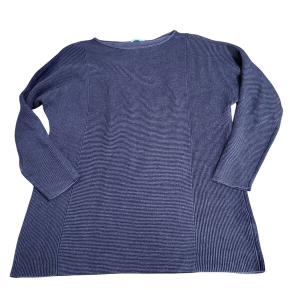 J. McLaughlin Sweaters - J. McLaughlin Women's Ribbed Knit Sweater Navy Blue Cotton Cashmere Blend SZ S